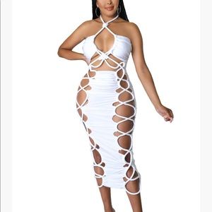 Lace-up Zipper Dress